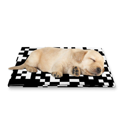 Black And White Pixel Pattern Print Pet Cooling Mat Cover