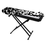 Black And White Pixel Pattern Print Piano Keyboard Cover