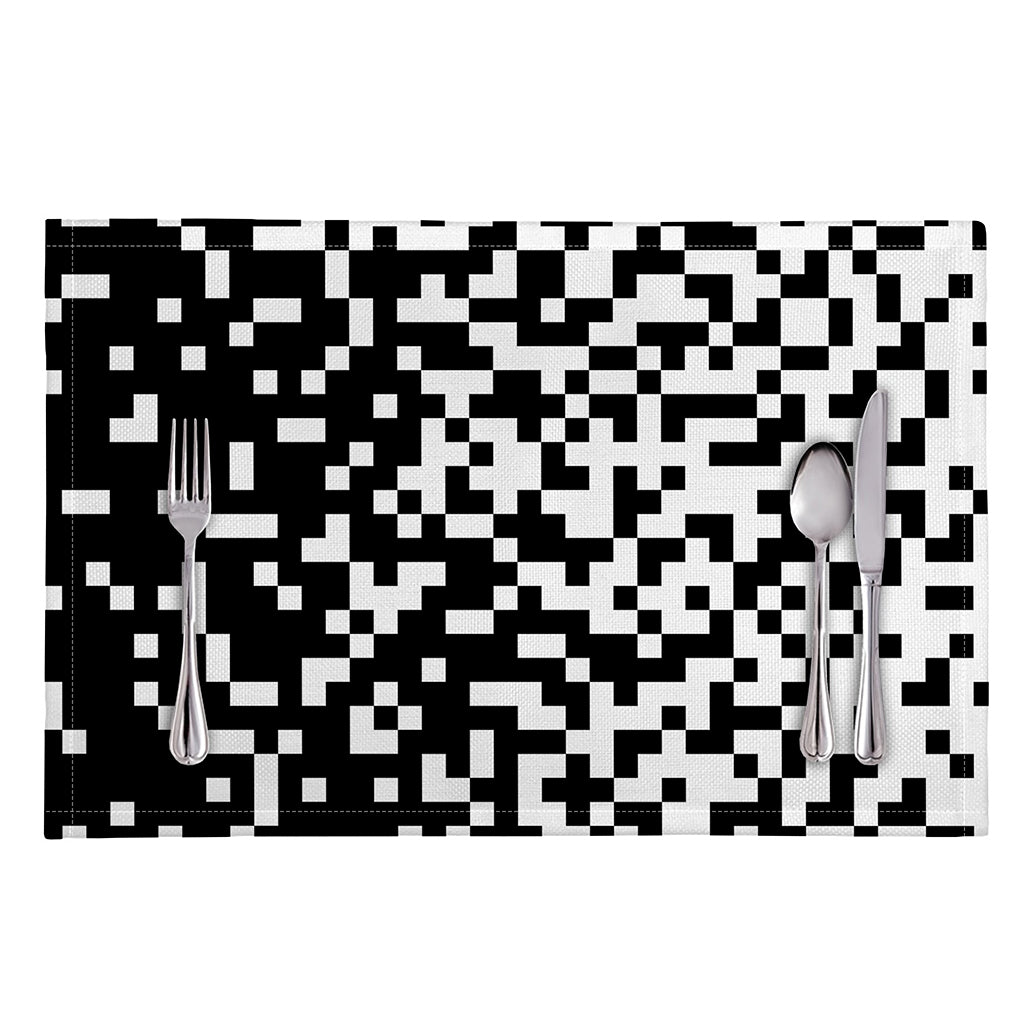 Black And White Pixel Pattern Print Placemat