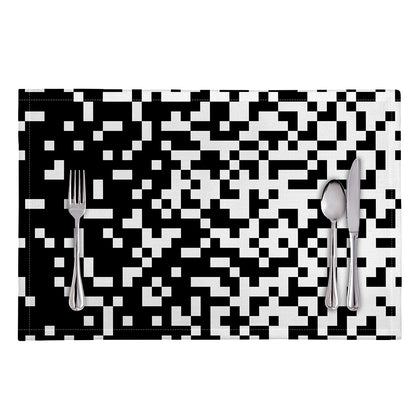 Black And White Pixel Pattern Print Placemat