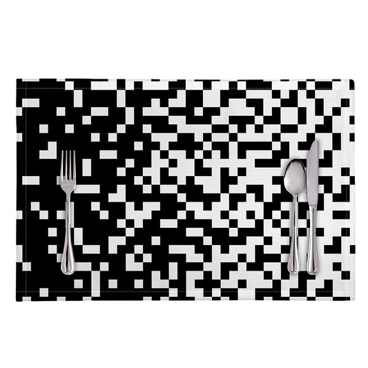 Black And White Pixel Pattern Print Placemat
