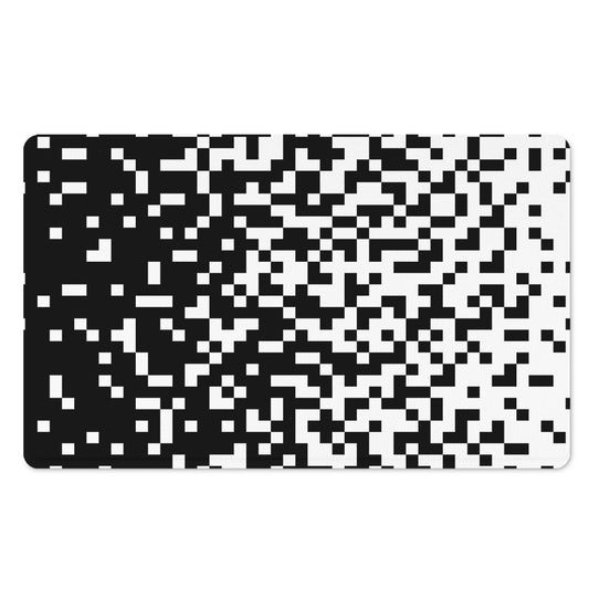 Black And White Pixel Pattern Print Polyester Doormat