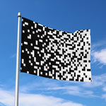 Black And White Pixel Pattern Print Polyester Flag
