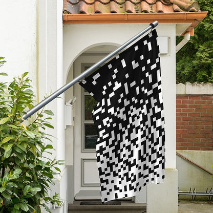 Black And White Pixel Pattern Print Polyester Flag