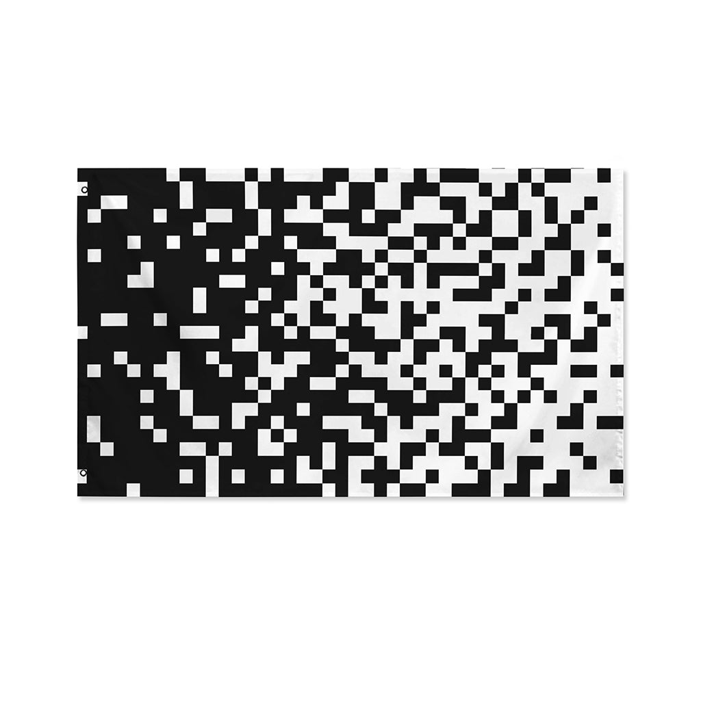 Black And White Pixel Pattern Print Polyester Flag