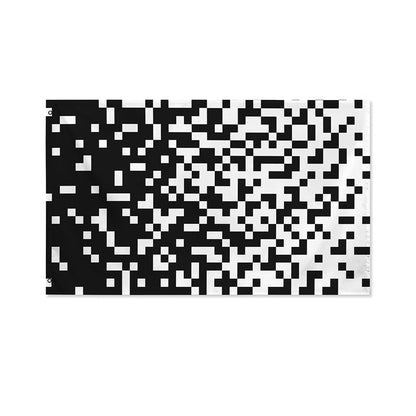 Black And White Pixel Pattern Print Polyester Flag