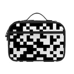 Black And White Pixel Pattern Print Portable Lunch Bag