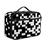 Black And White Pixel Pattern Print Portable Lunch Bag
