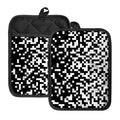 Black And White Pixel Pattern Print Pot Holders With Pocket