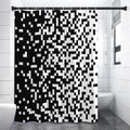 Black And White Pixel Pattern Print Premium Shower Curtain