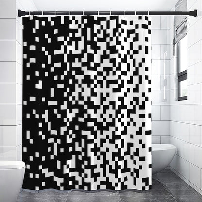 Black And White Pixel Pattern Print Premium Shower Curtain