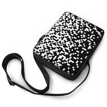 Black And White Pixel Pattern Print Rectangular Crossbody Bag