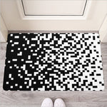 Black And White Pixel Pattern Print Rubber Doormat