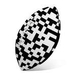 Black And White Pixel Pattern Print Rugby Ball