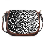 Black And White Pixel Pattern Print Saddle Bag