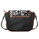 Black And White Pixel Pattern Print Saddle Bag