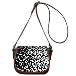Black And White Pixel Pattern Print Saddle Bag