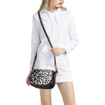 Black And White Pixel Pattern Print Saddle Bag