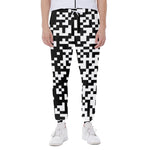 Black And White Pixel Pattern Print Scuba Joggers