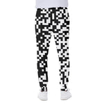 Black And White Pixel Pattern Print Scuba Joggers