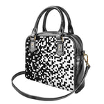 Black And White Pixel Pattern Print Shoulder Handbag