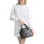Black And White Pixel Pattern Print Shoulder Handbag