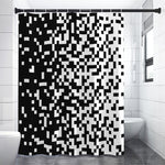 Black And White Pixel Pattern Print Shower Curtain