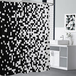 Black And White Pixel Pattern Print Shower Curtain