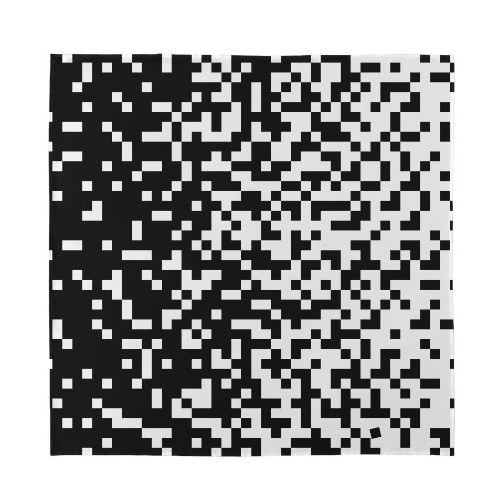 Black And White Pixel Pattern Print Silk Bandana