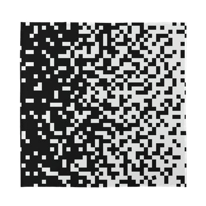 Black And White Pixel Pattern Print Silk Bandana
