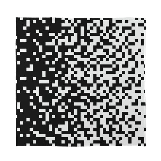 Black And White Pixel Pattern Print Silk Bandana