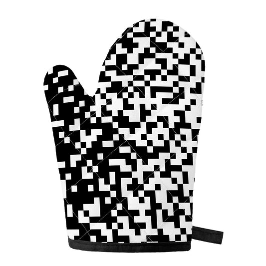 Black And White Pixel Pattern Print Single Oven Mitt