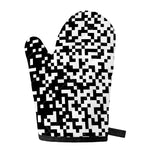 Black And White Pixel Pattern Print Single Oven Mitt