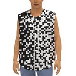 Black And White Pixel Pattern Print Sleeveless Baseball Jersey