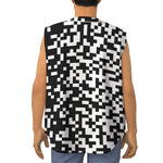 Black And White Pixel Pattern Print Sleeveless Baseball Jersey