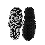 Black And White Pixel Pattern Print Slippers