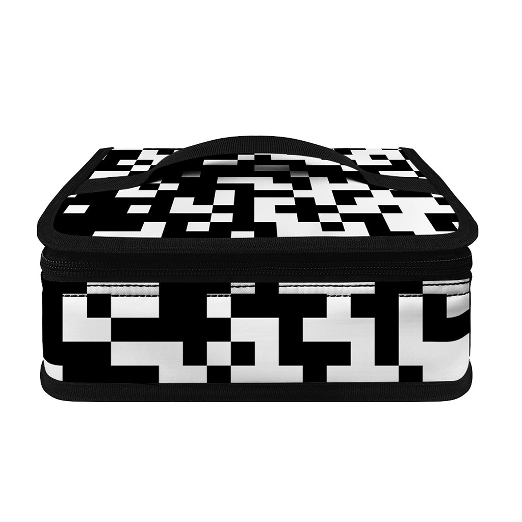 Black And White Pixel Pattern Print Small Lunch Bag