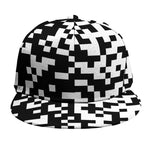Black And White Pixel Pattern Print Snapback Cap