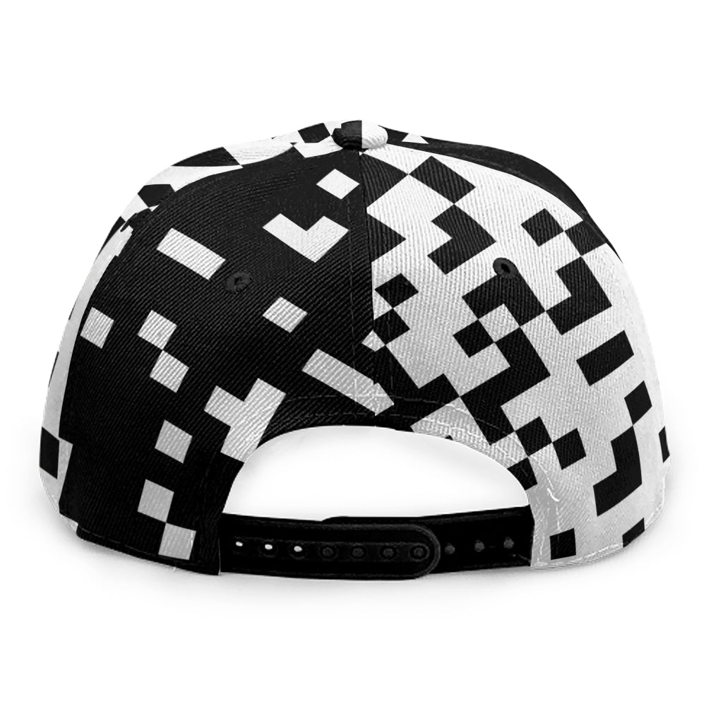 Black And White Pixel Pattern Print Snapback Cap
