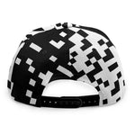 Black And White Pixel Pattern Print Snapback Cap