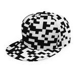 Black And White Pixel Pattern Print Snapback Cap