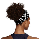 Black And White Pixel Pattern Print Sports Headband