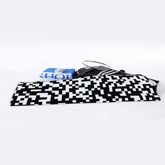 Black And White Pixel Pattern Print Sports Towel