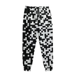 Black And White Pixel Pattern Print Sweatpants