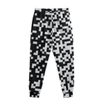Black And White Pixel Pattern Print Sweatpants