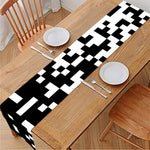 Black And White Pixel Pattern Print Table Runner