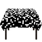 Black And White Pixel Pattern Print Tablecloth
