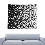 Black And White Pixel Pattern Print Tapestry