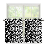 Black And White Pixel Pattern Print Tier Curtains
