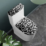 Black And White Pixel Pattern Print Toilet Lid And Tank Cover Set